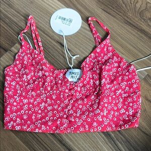 Princess Polly Red Sleeveless Crop Tank Top